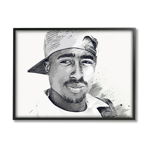 Stupell Industries Modern Tupac Portrait Abstract Pattern Famous Figure, 30 x 24, Design by Birch&Ink