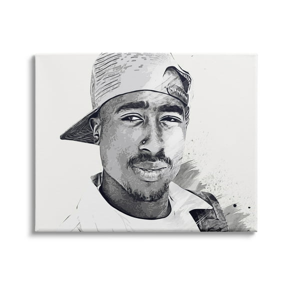 Stupell Industries Modern Tupac Portrait Abstract Pattern Famous Figure, 30 x 24, Design by Birch&Ink