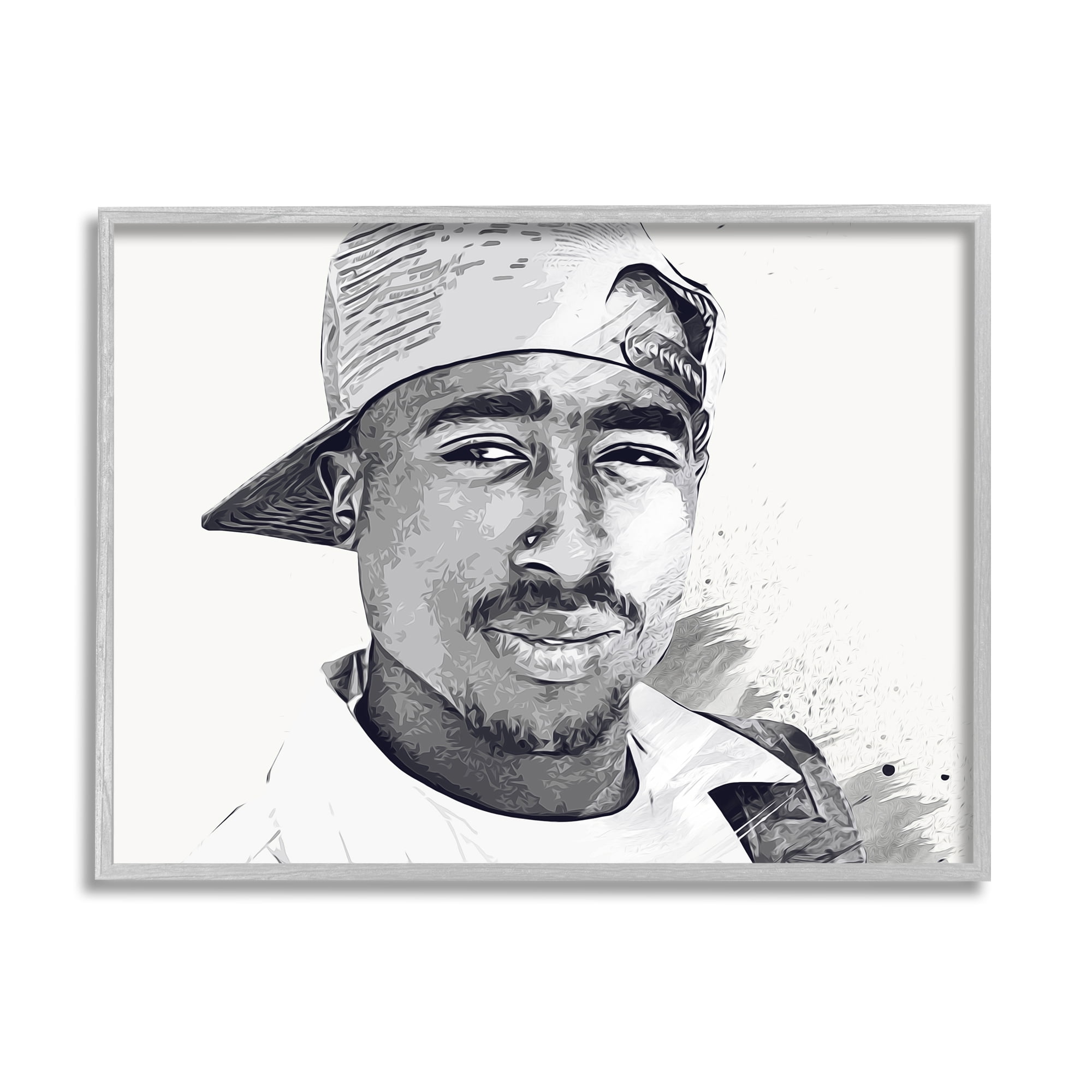 Stupell Industries Modern Tupac Portrait Abstract Pattern Famous Figure, 30 x 24, Design by Birch&Ink