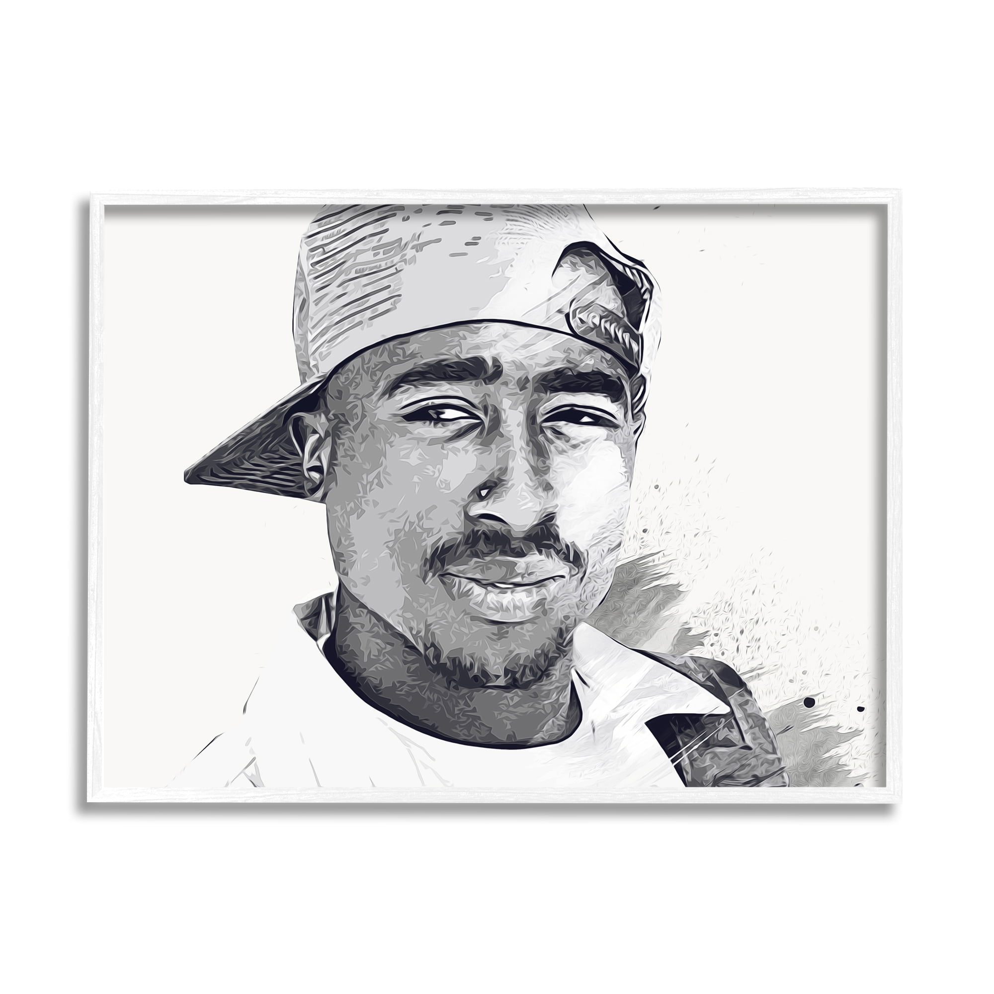 Stupell Industries Modern Tupac Portrait Abstract Pattern Famous Figure, 30 x 24, Design by Birch&Ink