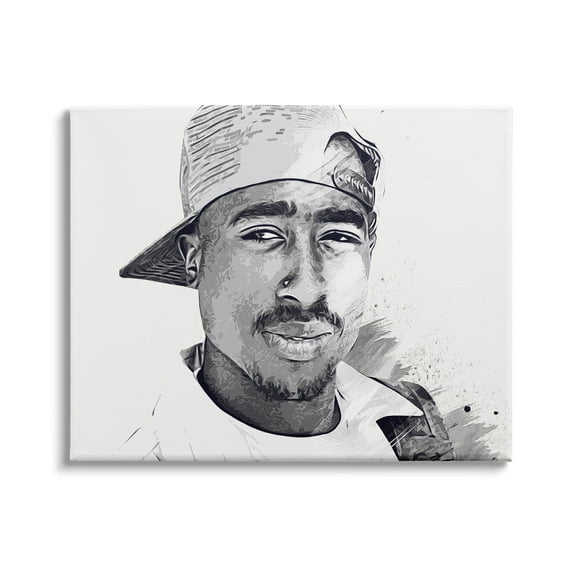 Stupell Industries Modern Tupac Portrait Abstract Pattern Famous Figure, 40 x 30, Design by Birch&Ink