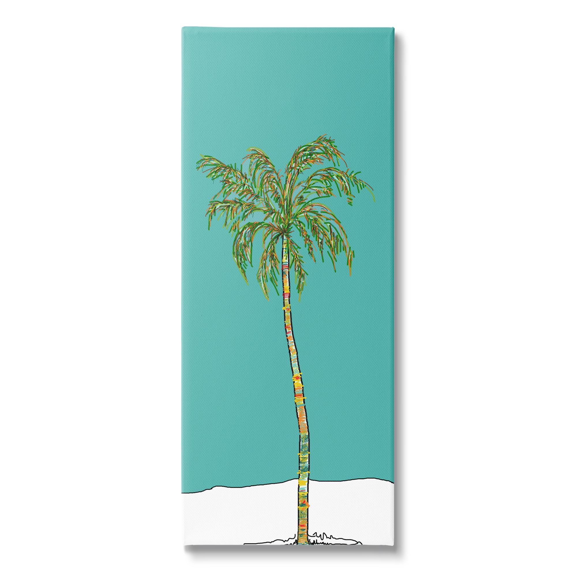 Stupell Industries Modern Turquoise Palm Tree Botanical & Floral Painting Gallery Wrapped Canvas Print Wall Art, 20 x 48