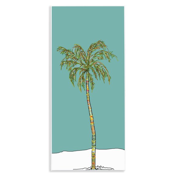 Stupell Industries Mid-Century Modern Turquoise Palm Tree Wall Plaque Art, 7 x 17, by J. Weiss