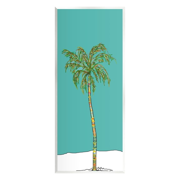 Stupell Industries Modern Turquoise Palm Tree Botanical & Floral Painting Unframed Art Print Wall Art, 7 x 17