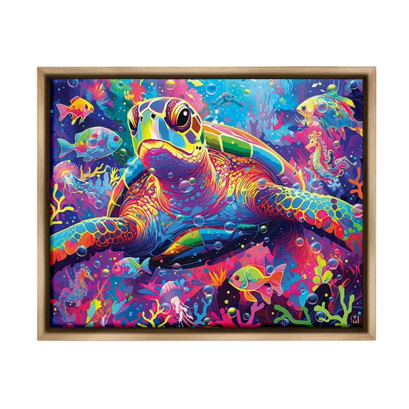 Stupell Industries Modern Underwater Animals Animals & Insects Painting Brown Floater Framed Canvas Art Print Wall Art, 31 x 25
