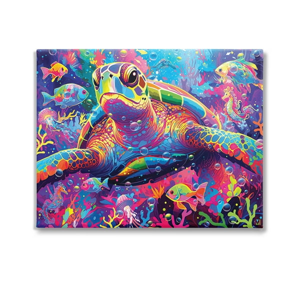 Stupell Industries Modern Underwater Animals Animals & Insects Painting Gallery Wrapped Canvas Art Print Wall Art, 20 x 16