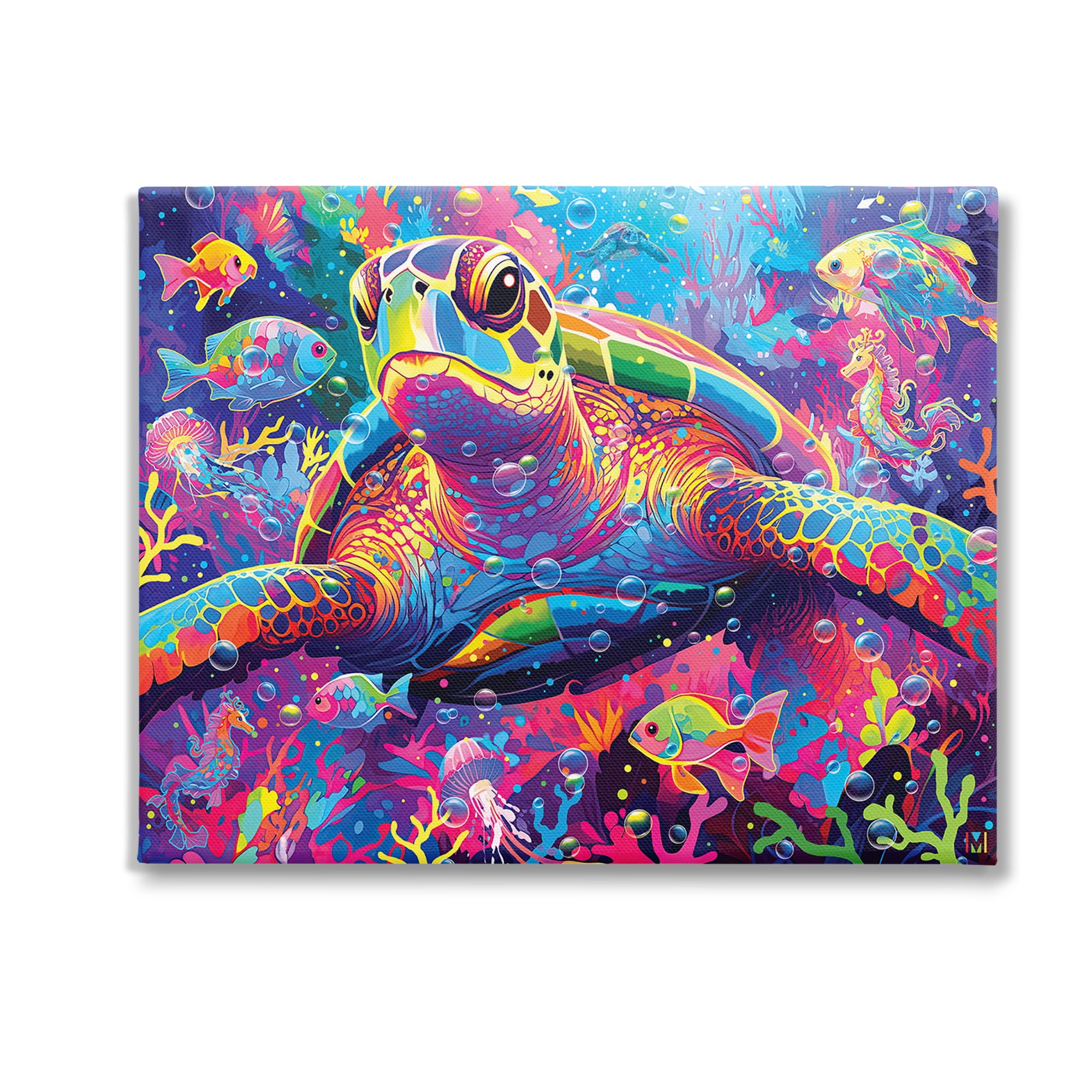 Stupell Industries Modern Underwater Animals Animals & Insects Painting Gallery Wrapped Canvas Art Print Wall Art, 30 x 24