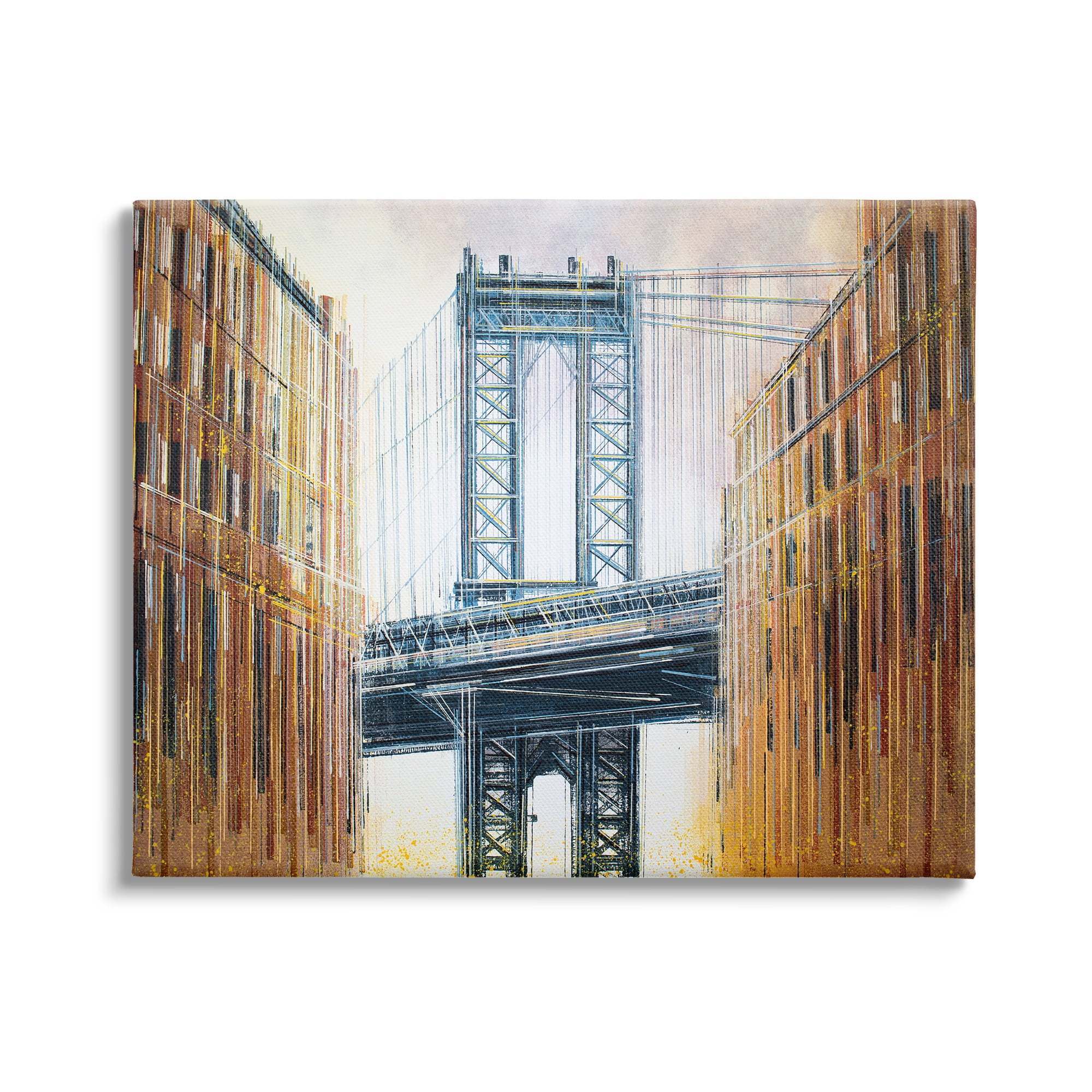 Stupell Industries Modern Urban Bridge Travel & Places Painting Gallery Wrapped Canvas Print Wall Art, 30 x 24