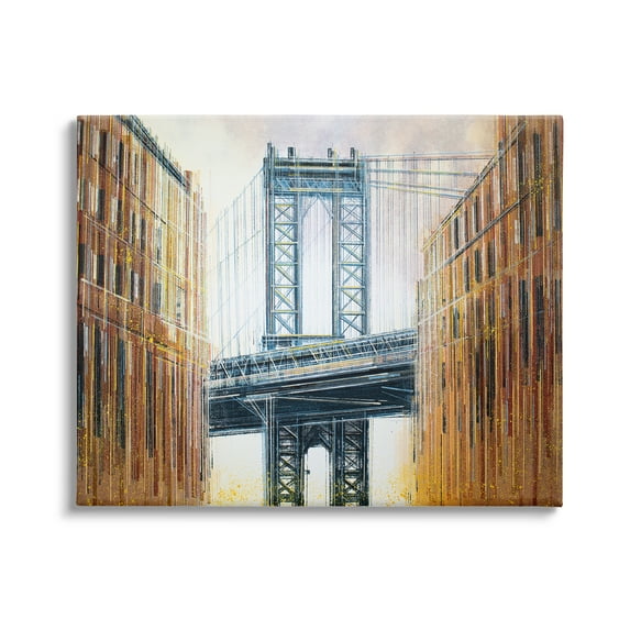 Stupell Industries Modern Urban Bridge Travel & Places Painting Gallery Wrapped Canvas Print Wall Art, 48 x 36