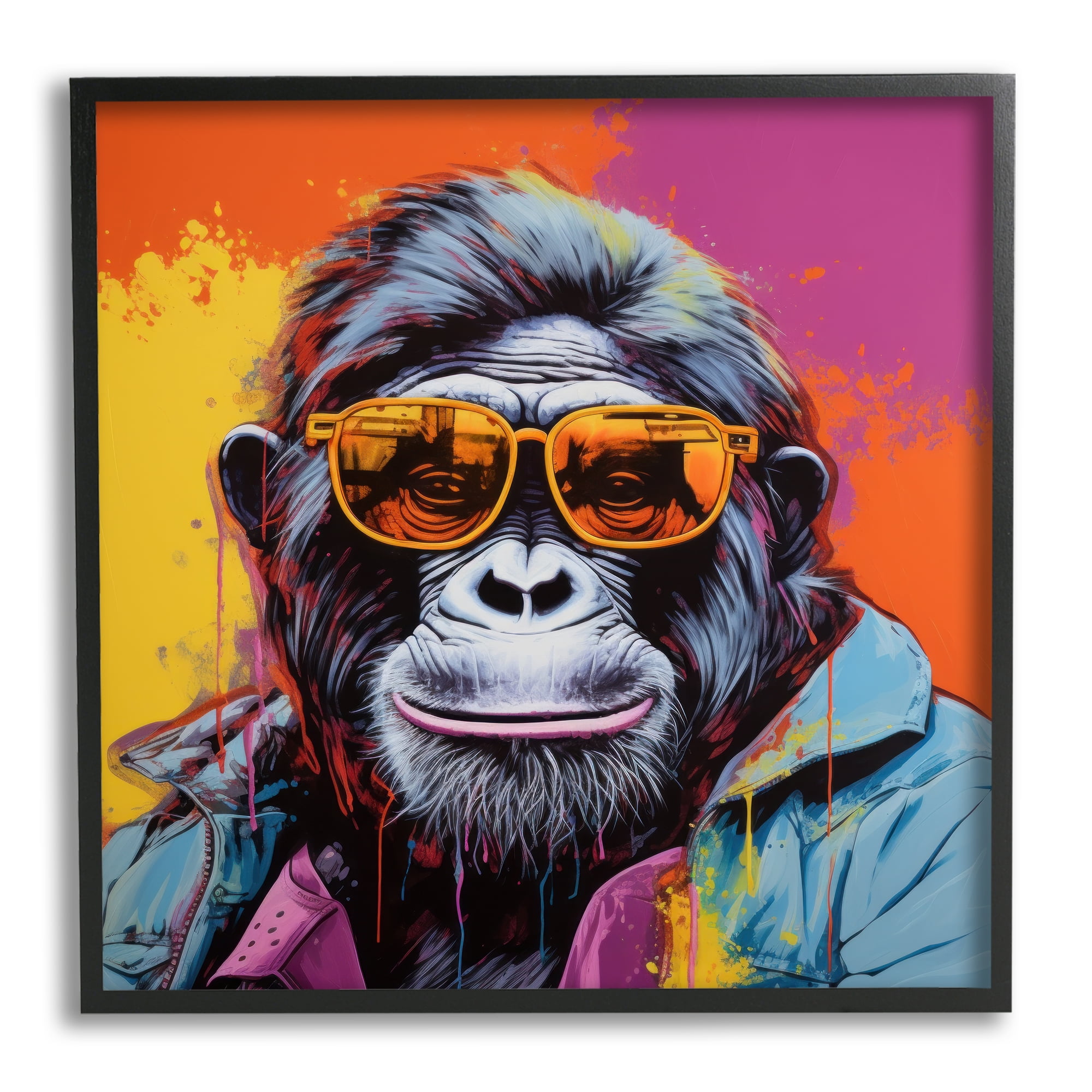 Stupell Industries Modern Urban Gorilla Animals & Insects Painting Black Framed Art Print Wall Art, 17 x 17