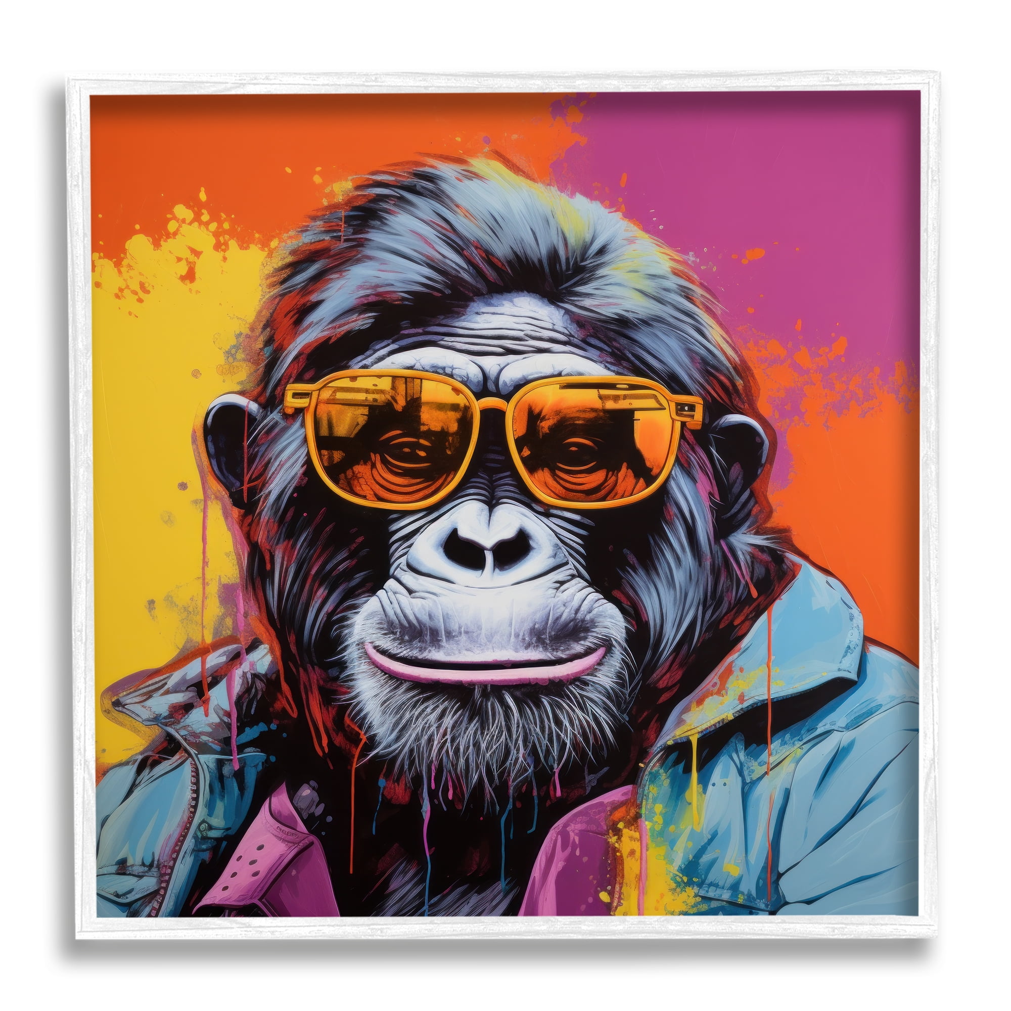 Stupell Industries Modern Urban Gorilla Animals & Insects Painting White Framed Art Print Wall Art, 12 x 12