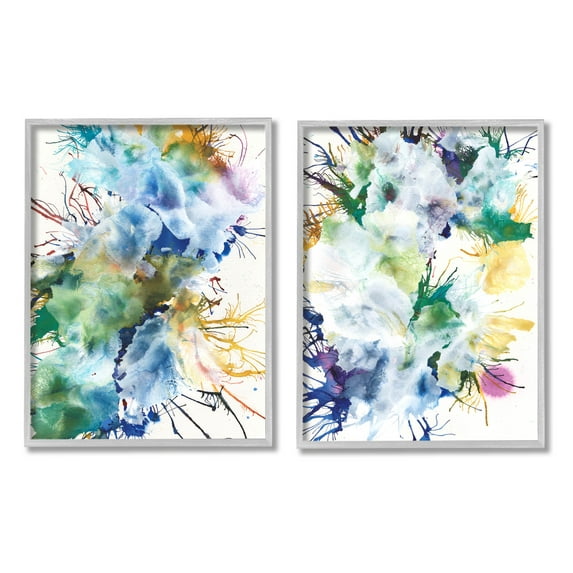 Stupell Industries Modern Urban Rainbow Splatter Graphic Art Gray Framed Art Print Wall Art, Set of 2, Design by Jodi Fuchs