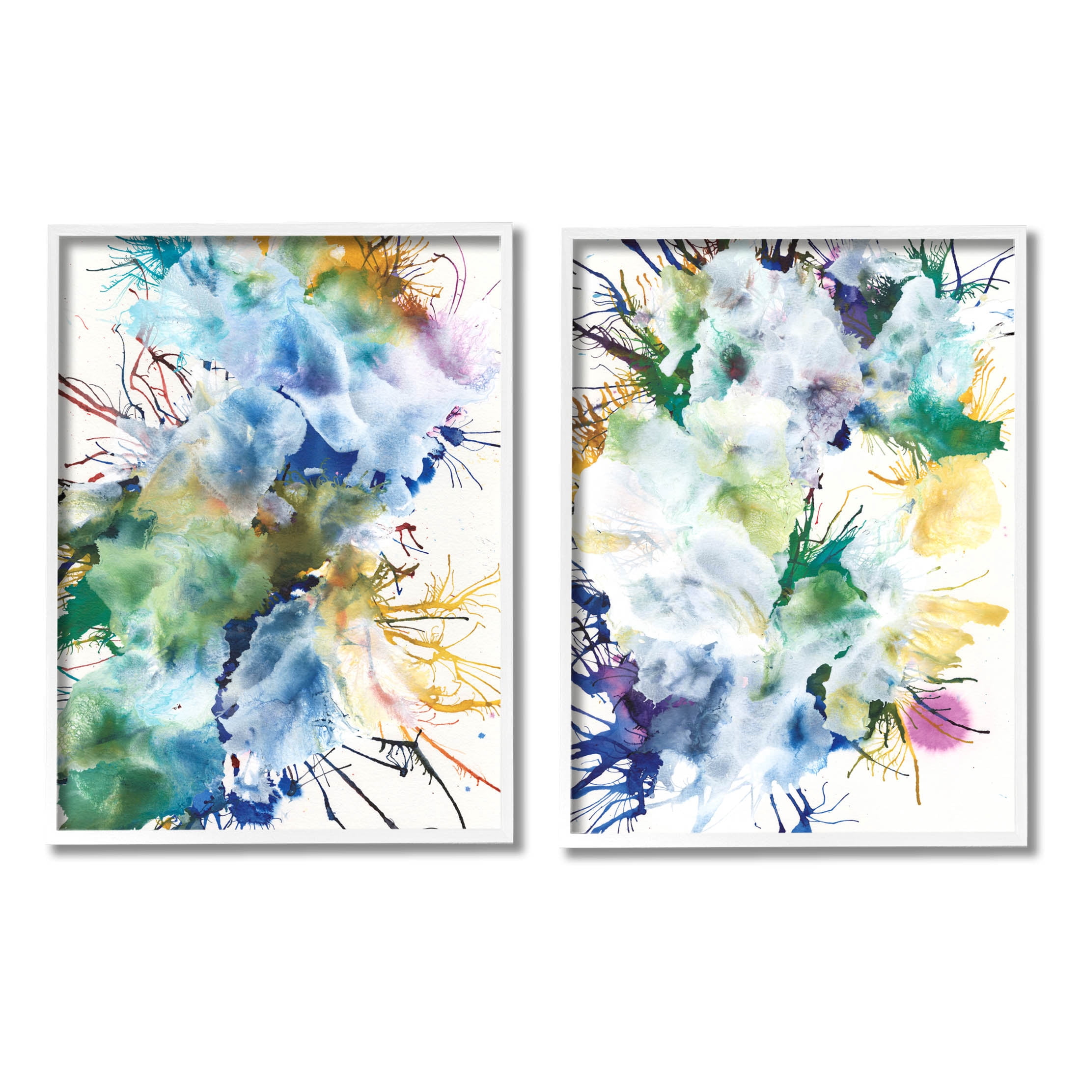 Stupell Industries Modern Urban Rainbow Splatter Graphic Art White Framed Art Print Wall Art, Set of 2, Design by Jodi Fuchs