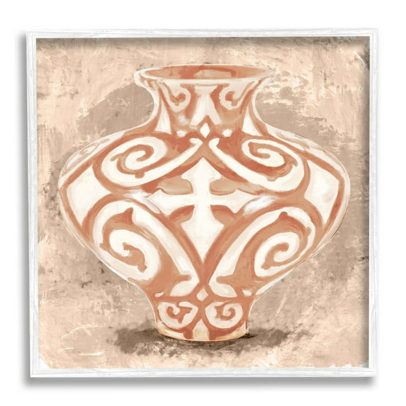 Stupell Industries Modern Urn Still Life Abstract Shape Pattern Paintings White Framed Art Print Wall Art, 12x12, by Daphne Polselli