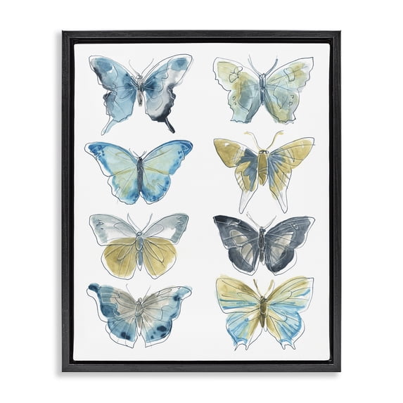 Stupell Industries Modern Varied Butterflies Insect Patterns Black Floating Frame Canvas Art, 17 x 21, by June Erica Vess
