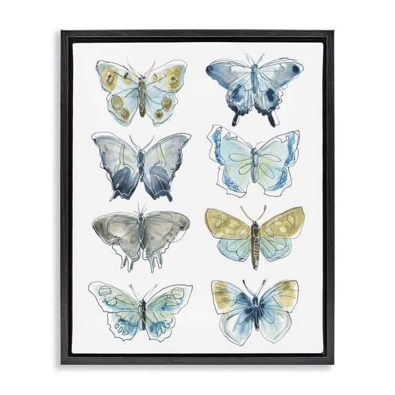Stupell Industries Modern Varied Butterflies & Moths Insects Black Floating Frame Canvas Art, 17 x 21, by June Erica Vess