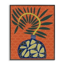 Stupell Industries Modern Vase on Orange Plants & Flowers Painting Black Framed Art Print Wall Art, 11 x 14