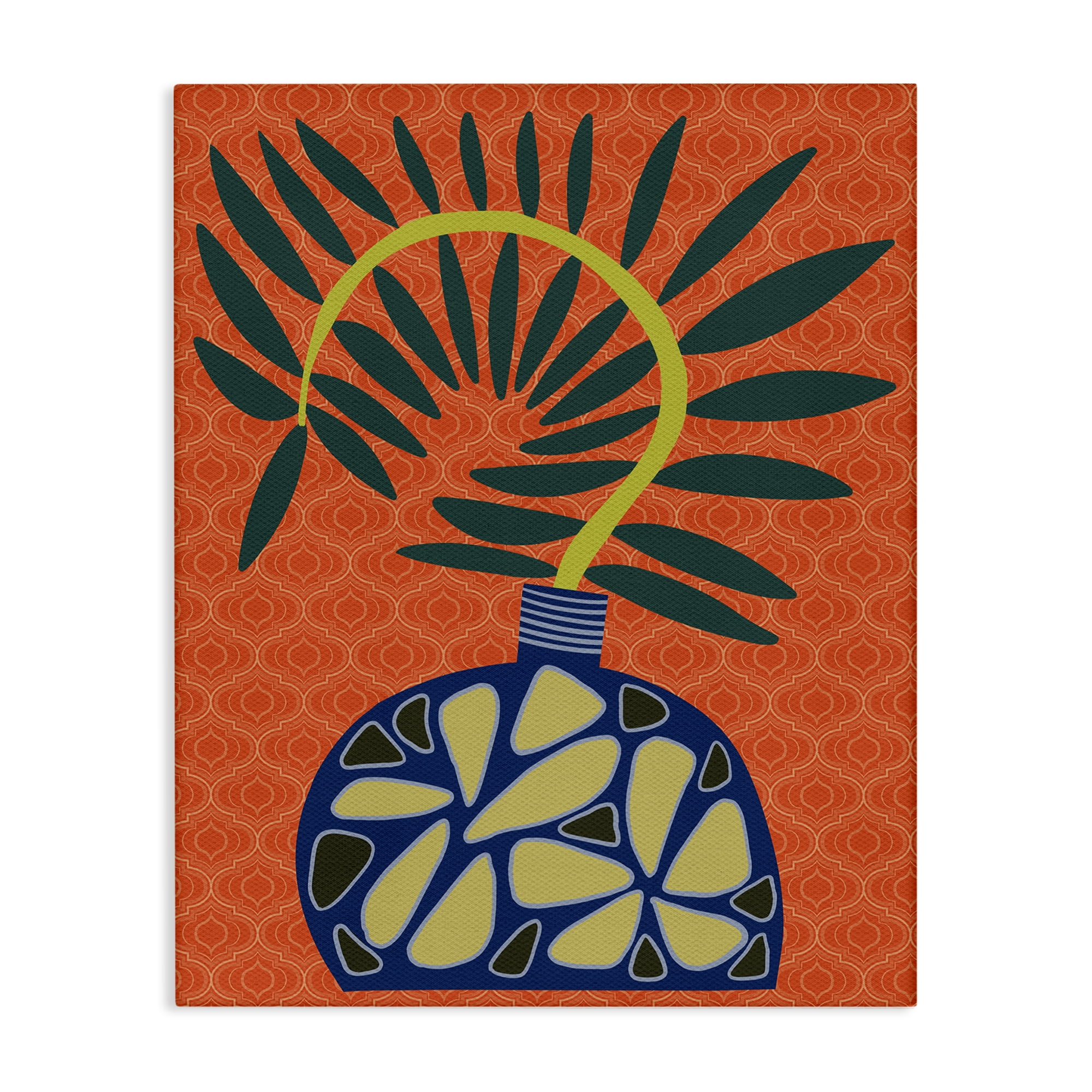 Stupell Industries Modern Vase on Orange Plants & Flowers Painting Wrapped Canvas Art Print Wall Art, 16 x 20
