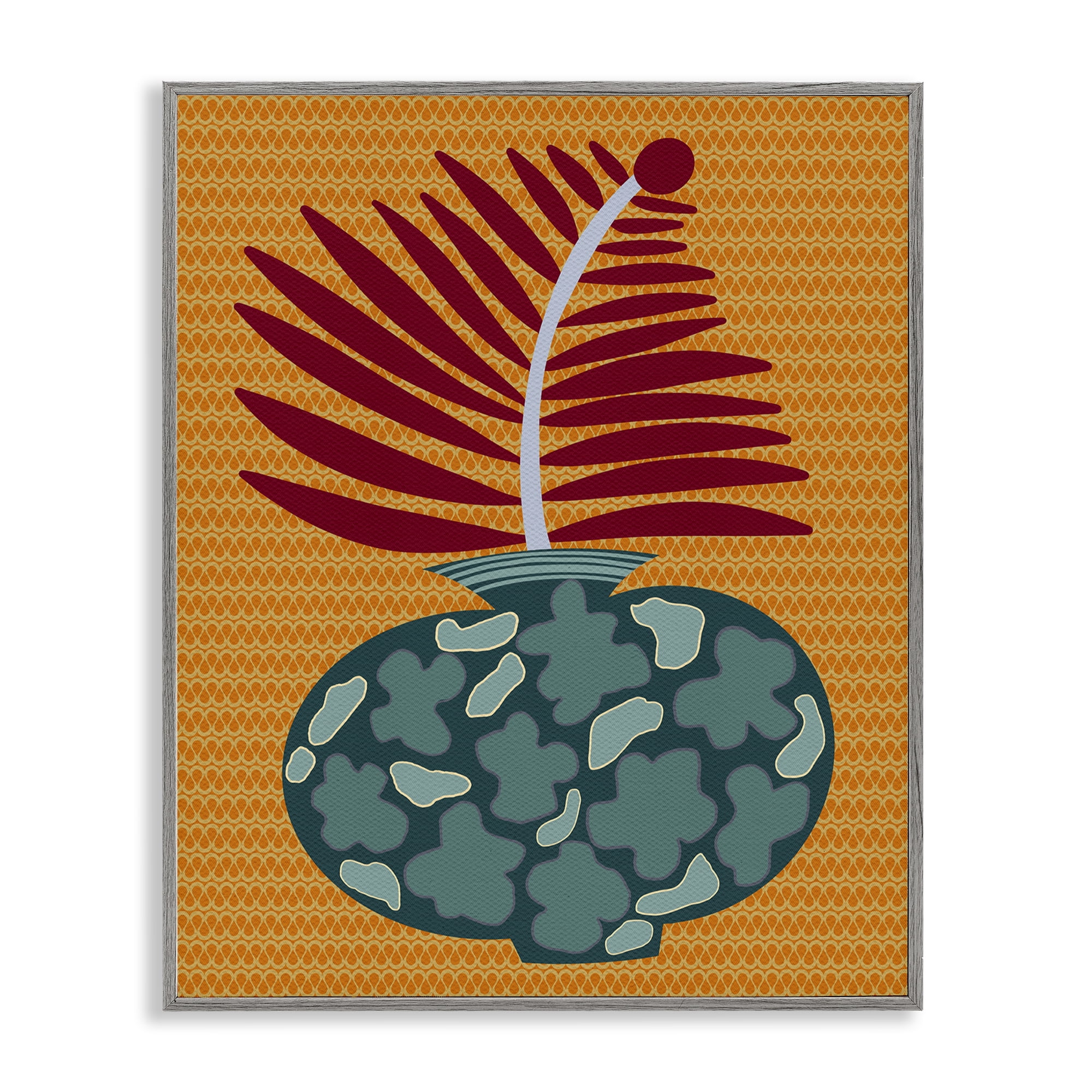Stupell Industries Modern Vase on Yellow Plants & Flowers Painting Gray Framed Art Print Wall Art, 24 x 30