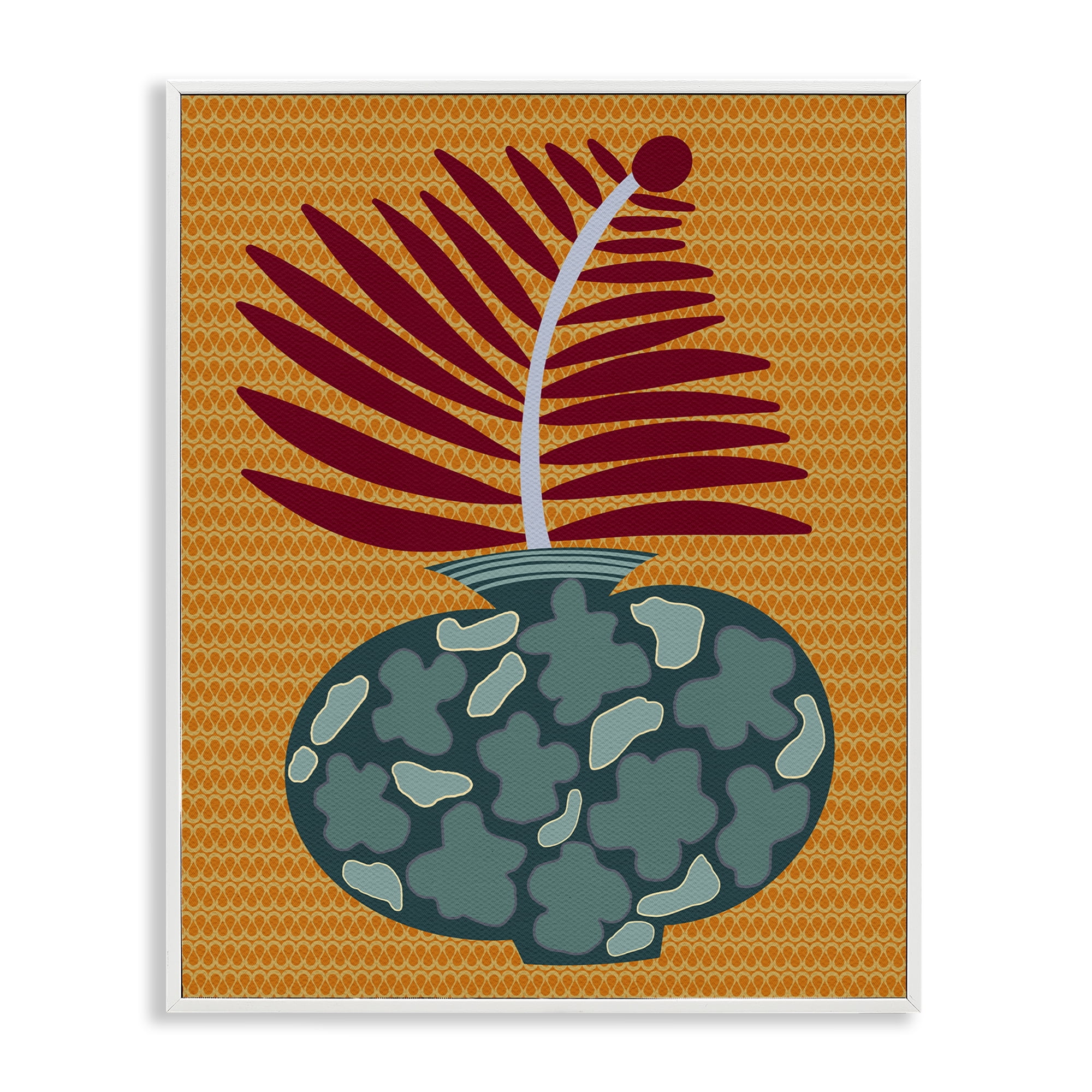 Stupell Industries Modern Vase on Yellow Plants & Flowers Painting White Framed Art Print Wall Art, 11 x 14