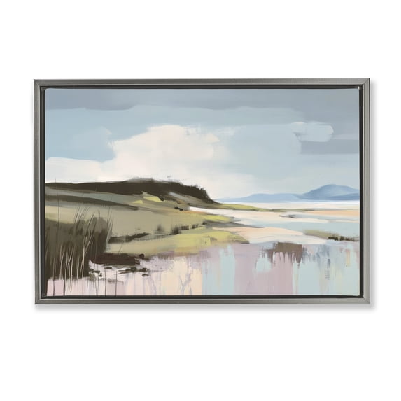 Stupell Industries Modern Verdant Waters Gray Framed Floater Canvas Wall Art design by Elara Yasna, 21 x 31