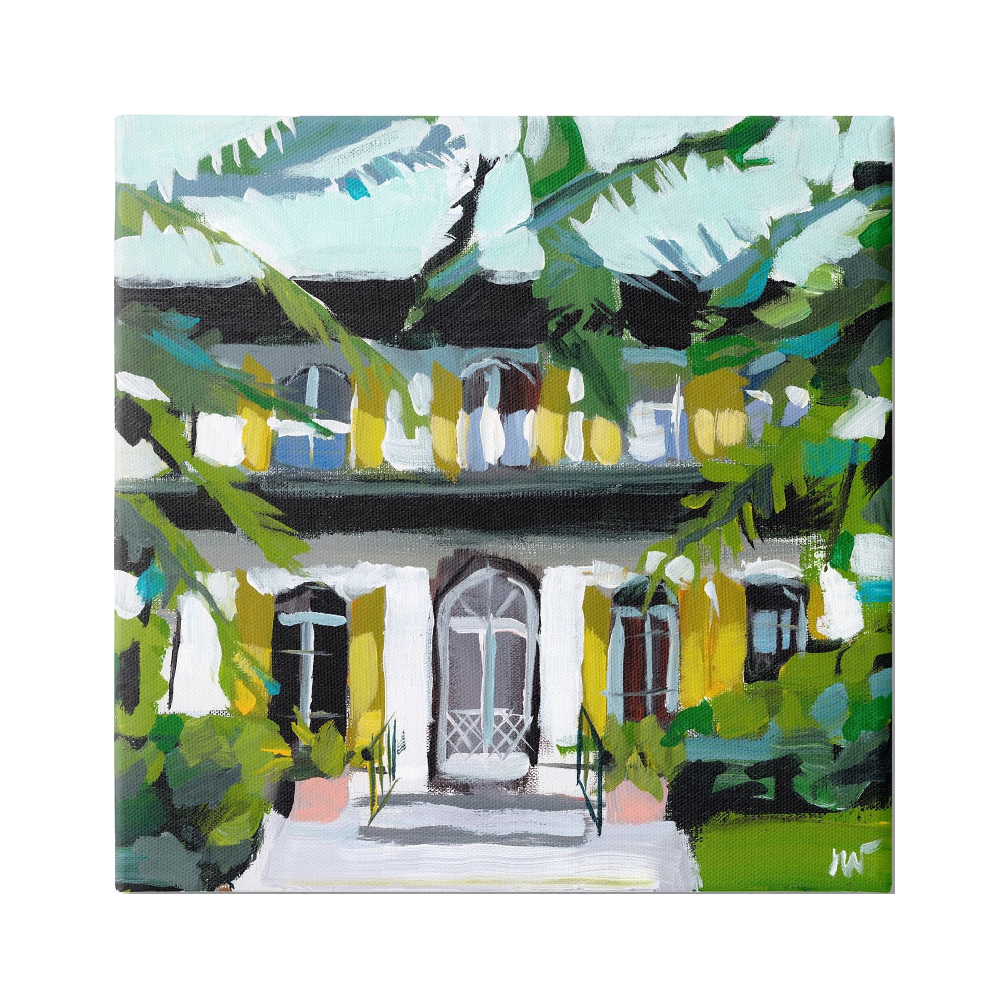 Stupell Industries Modern Villa House Painting Abstract Painting Gallery Wrapped Canvas Art Print Wall Art, 17 x 17