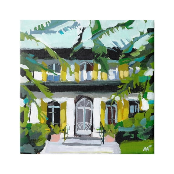 Stupell Industries Modern Villa House Painting Abstract Painting Gallery Wrapped Canvas Art Print Wall Art, 30 x 30