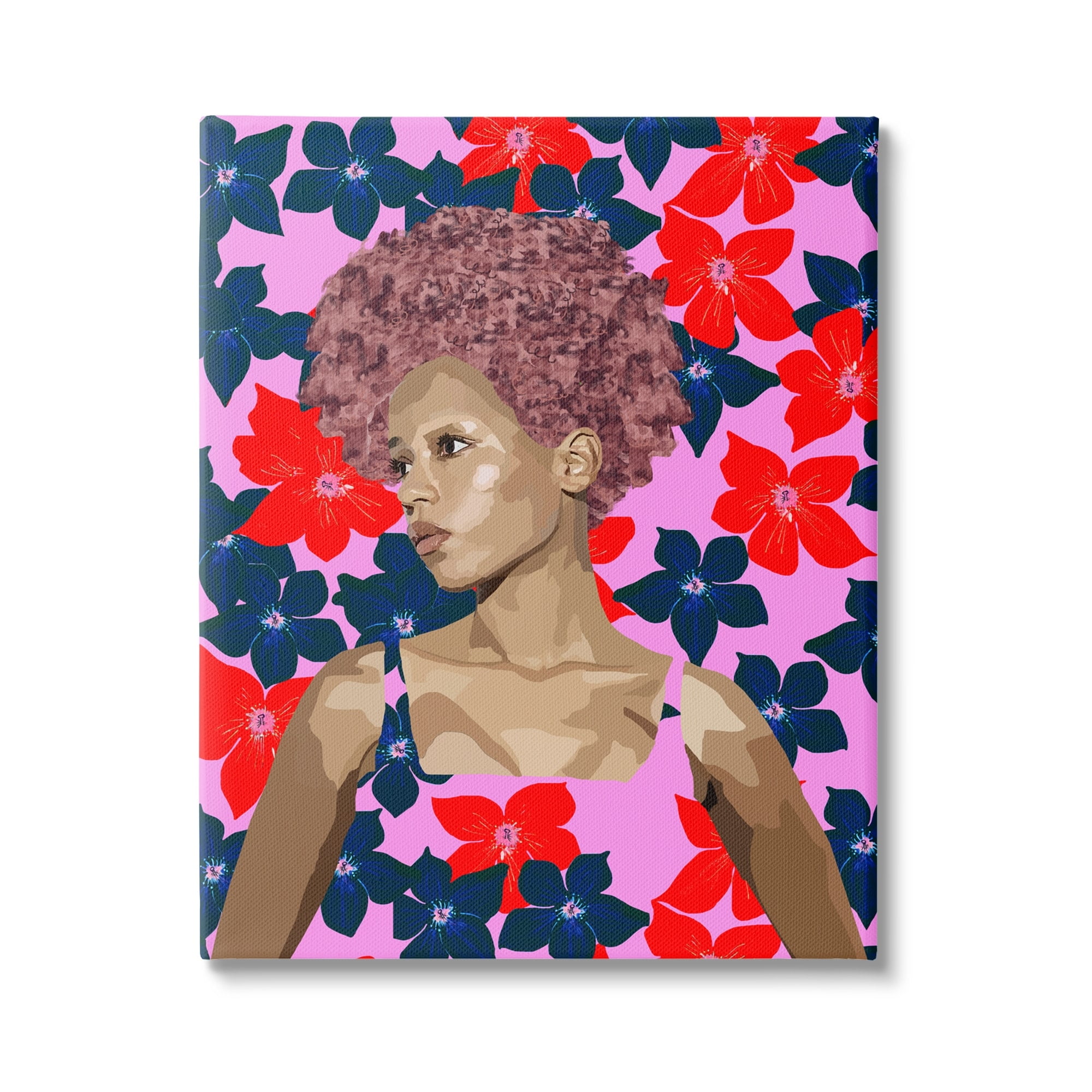 Stupell Industries Modern Vivid Flower Pattern Woman Botanical & Floral Painting Gallery Wrapped Canvas Print Wall Art