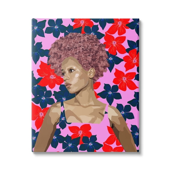 Stupell Industries Modern Vivid Flower Pattern Woman Botanical & Floral Painting Gallery Wrapped Canvas Print Wall Art
