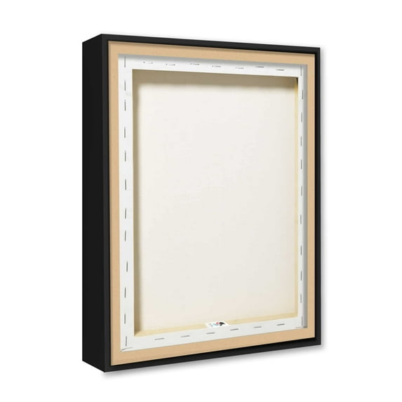 Stupell Industries Modern Warped Blue Square Shapes White Lines Painting Jet Black Floating Framed Canvas Print Wall Art, Design by Regina Moore