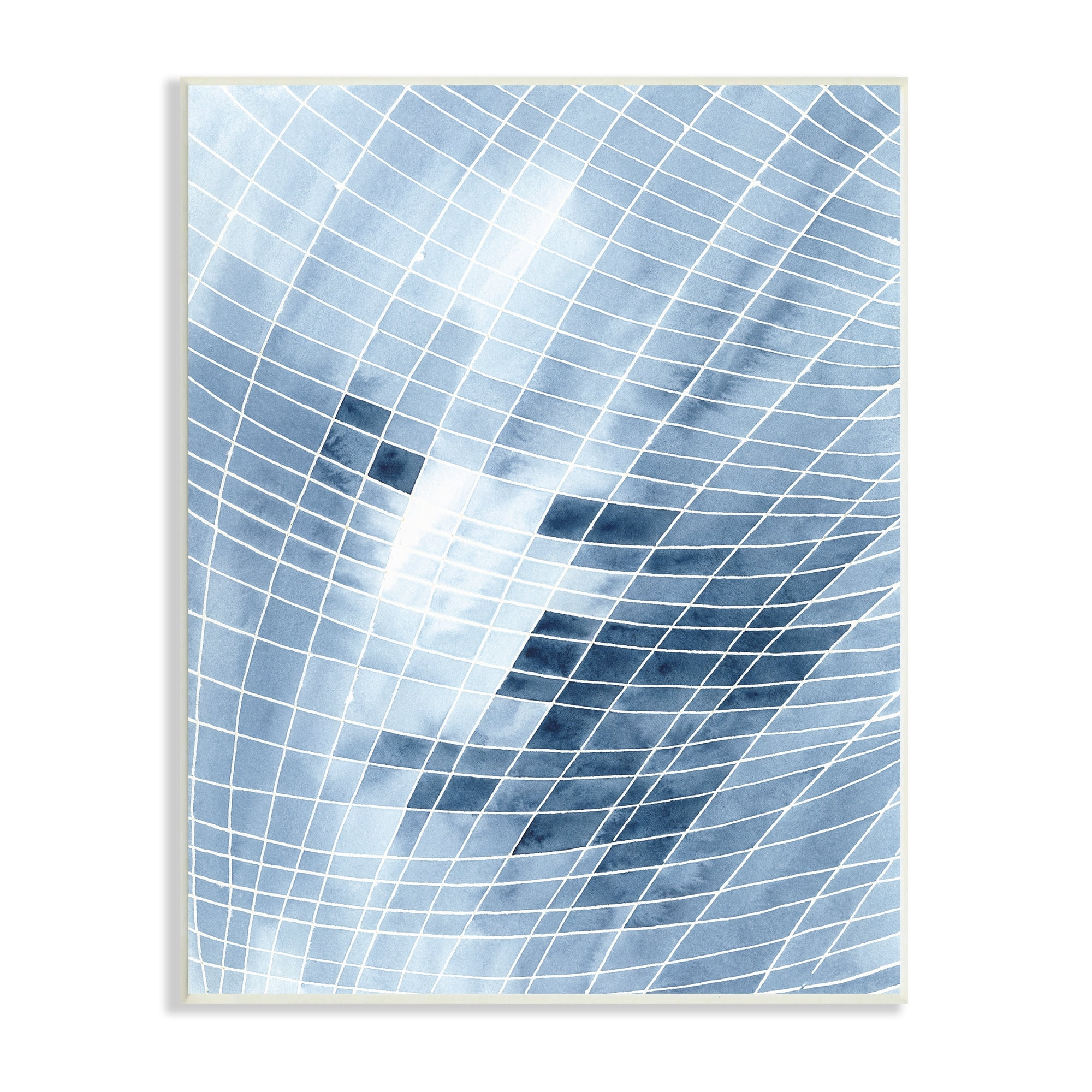 Stupell Industries Modern Warped Blue Square Shapes White Lines Painting Unframed Art Print Wall Art, Design by Regina Moore