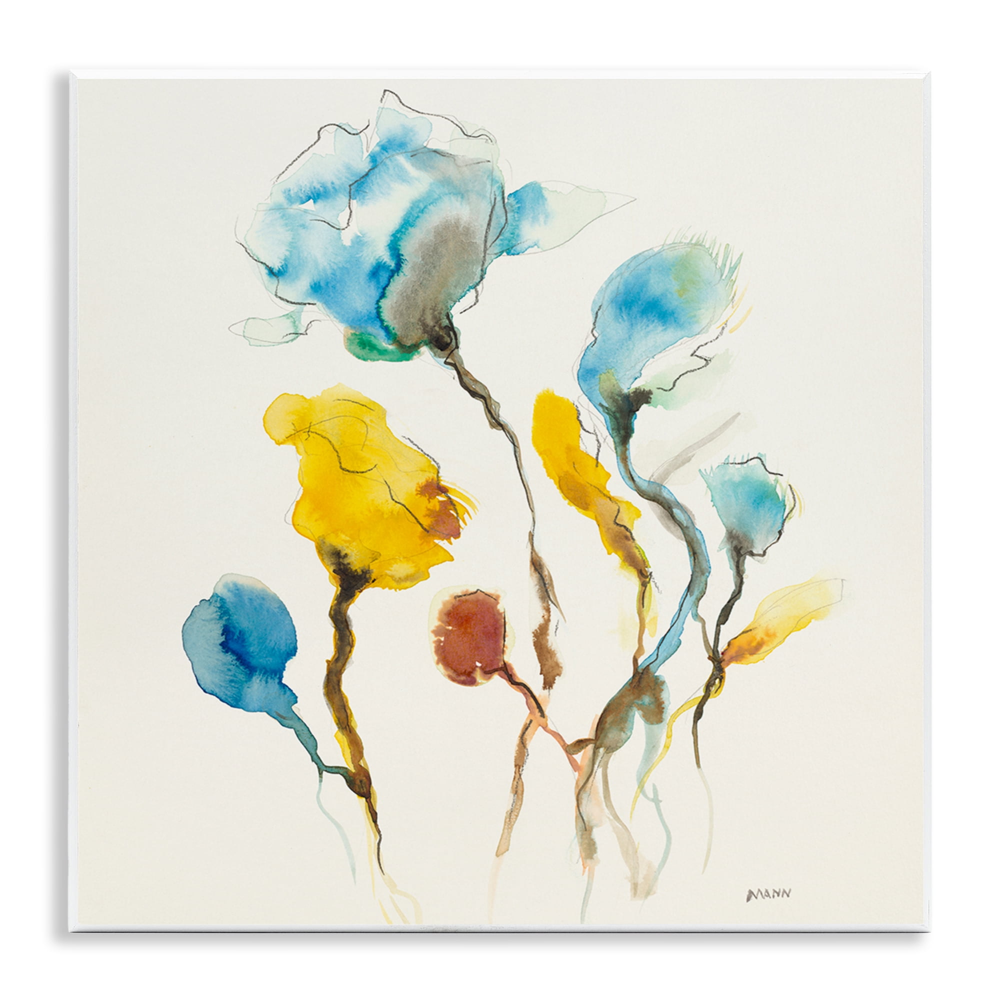 Stupell Industries Modern Watercolor Blooms Abstract Painting Unframed Art Print Wall Art, 12 x 12