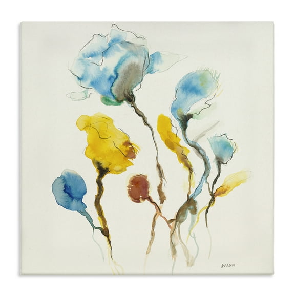 Stupell Industries Modern Watercolor Blooms Abstract Painting Wrapped Canvas Art Print Wall Art, 17 x 17