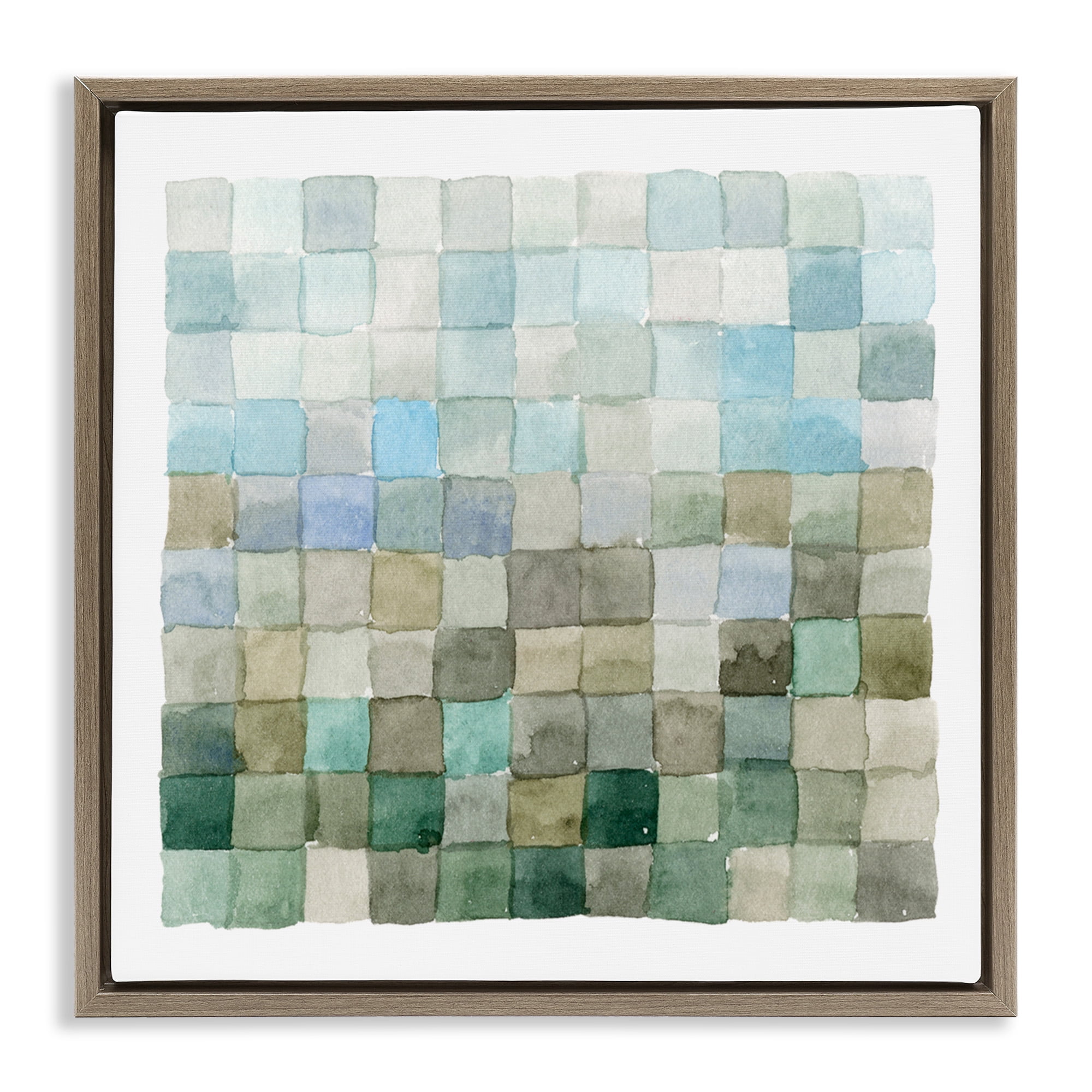 Stupell Industries Modern Watercolor Checkered Shapes Abstract Painting Brown Floater Framed Canvas Art Print Wall Art, 25 x 25