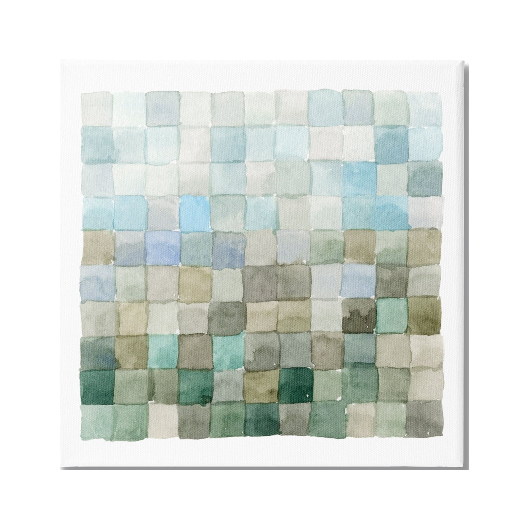 Stupell Industries Modern Watercolor Checkered Shapes Geometric Tile Pattern Canvas Wall Art, 17 x 17, Design by Emma Caroline