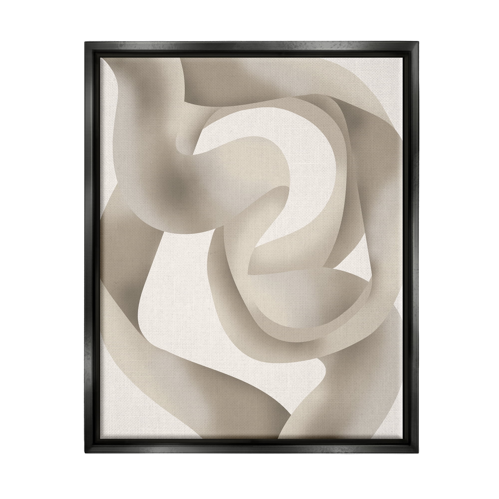 Stupell Industries Modern Wavy Abstraction Abstract Painting Black Floater Framed Art Print Wall Art, 25 x 31