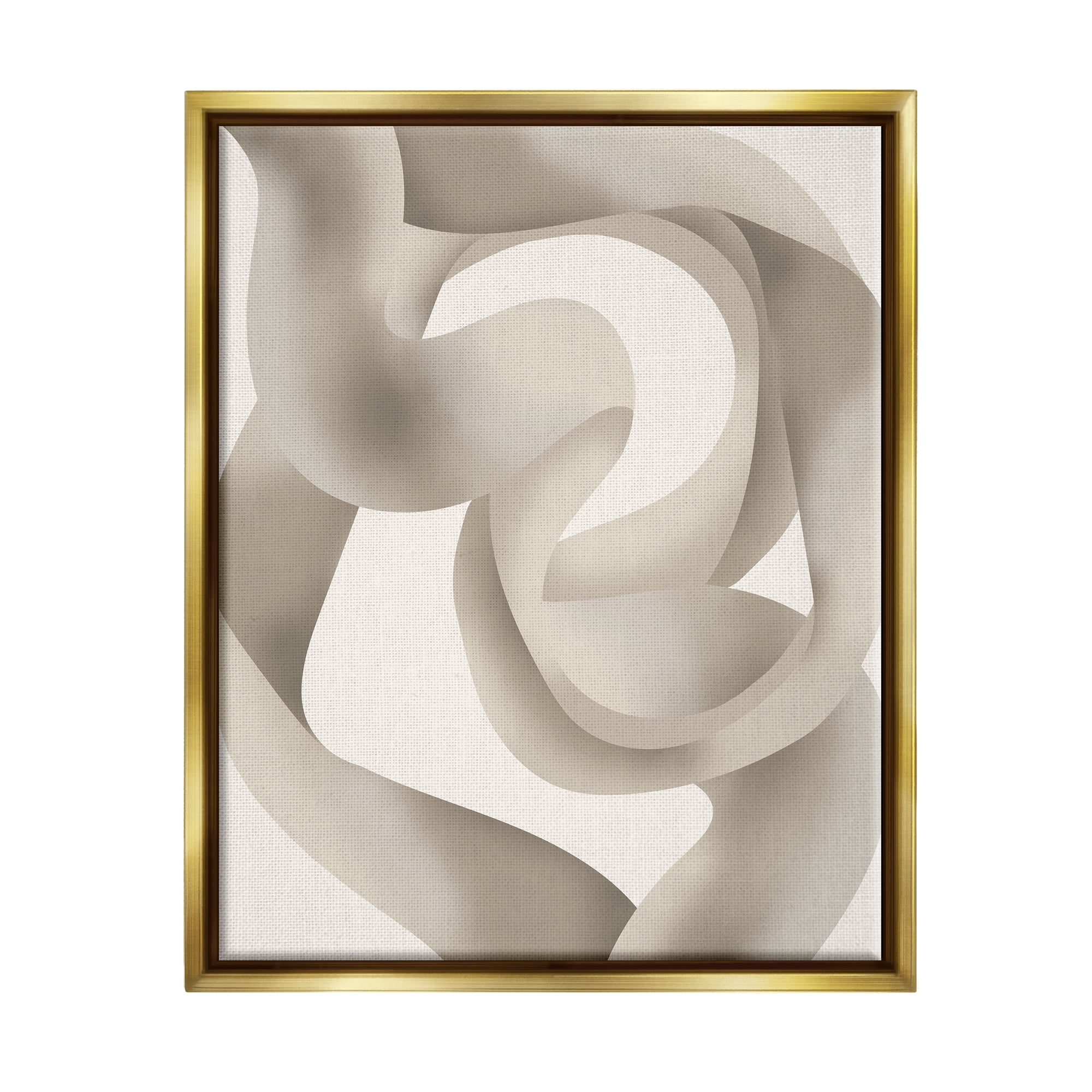 Stupell Industries Modern Wavy Abstraction Abstract Painting Gold Floater Framed Art Print Wall Art, 25 x 31