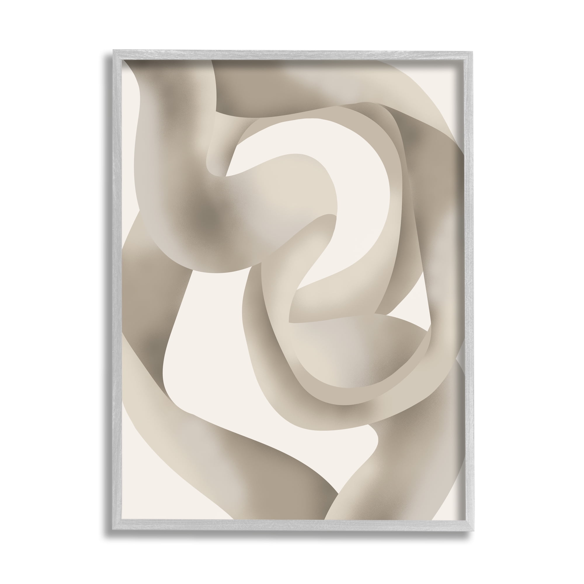 Stupell Industries Modern Wavy Abstraction Abstract Painting Gray Framed Art Print Wall Art, 24 x 30