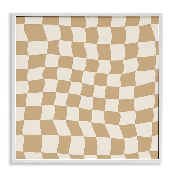 Stupell Industries Modern Wavy Checkered Pattern White Framed Giclee Art, 17 x 17, by Carrie Cantwell