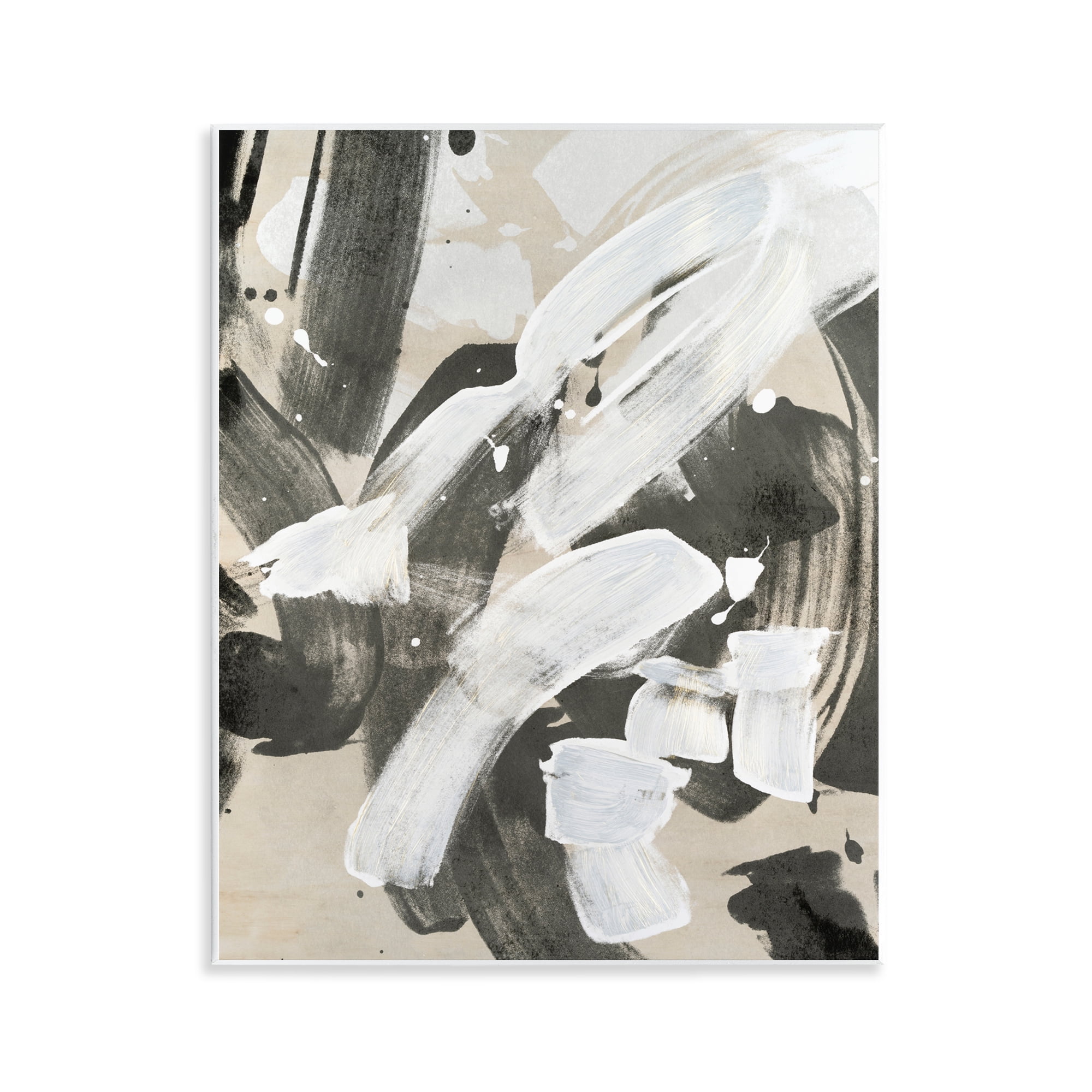 Stupell Industries Modern White Brush Stroke Abstract Painting Unframed Art Print Wall Art, 11 x 14