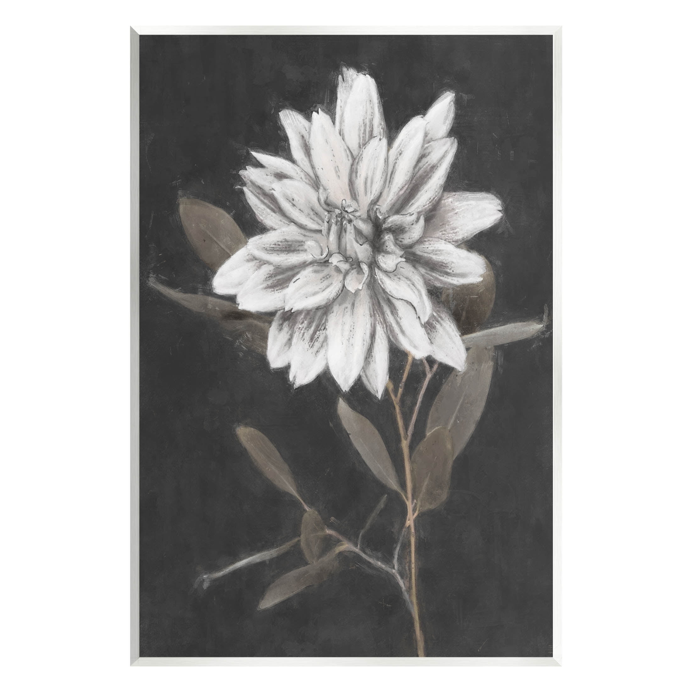 Stupell Industries Modern White Dahlia Blossom Sprout Painting Unframed Art Print Wall Art, Design by Nina Blue