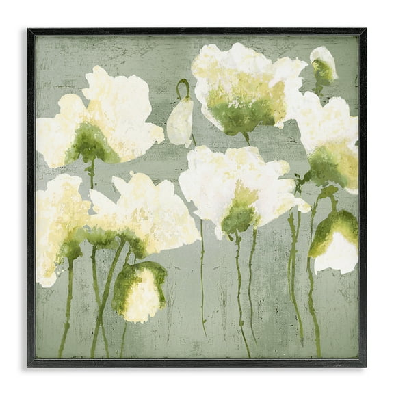 Stupell Industries Modern White Flower Blooms Floral Painting Black Framed Art Print Wall Art, 12 x 12