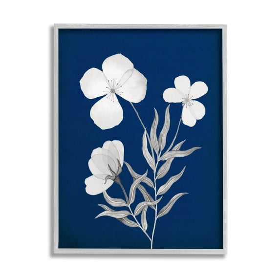 Stupell Industries Modern White Flower Petals Graphic Art Gray Framed Art Print Wall Art, Design by Kourtni Gunn