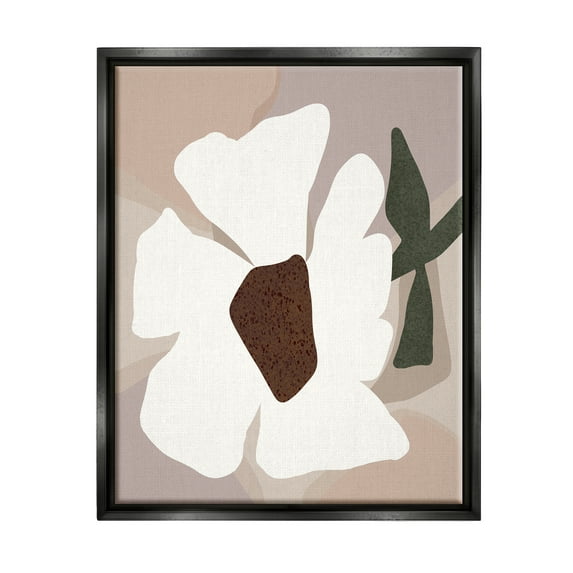 Stupell Industries Modern White Petals Botanical & Floral Painting Black Floater Framed Canvas Art Print Wall Art, 17 x 21