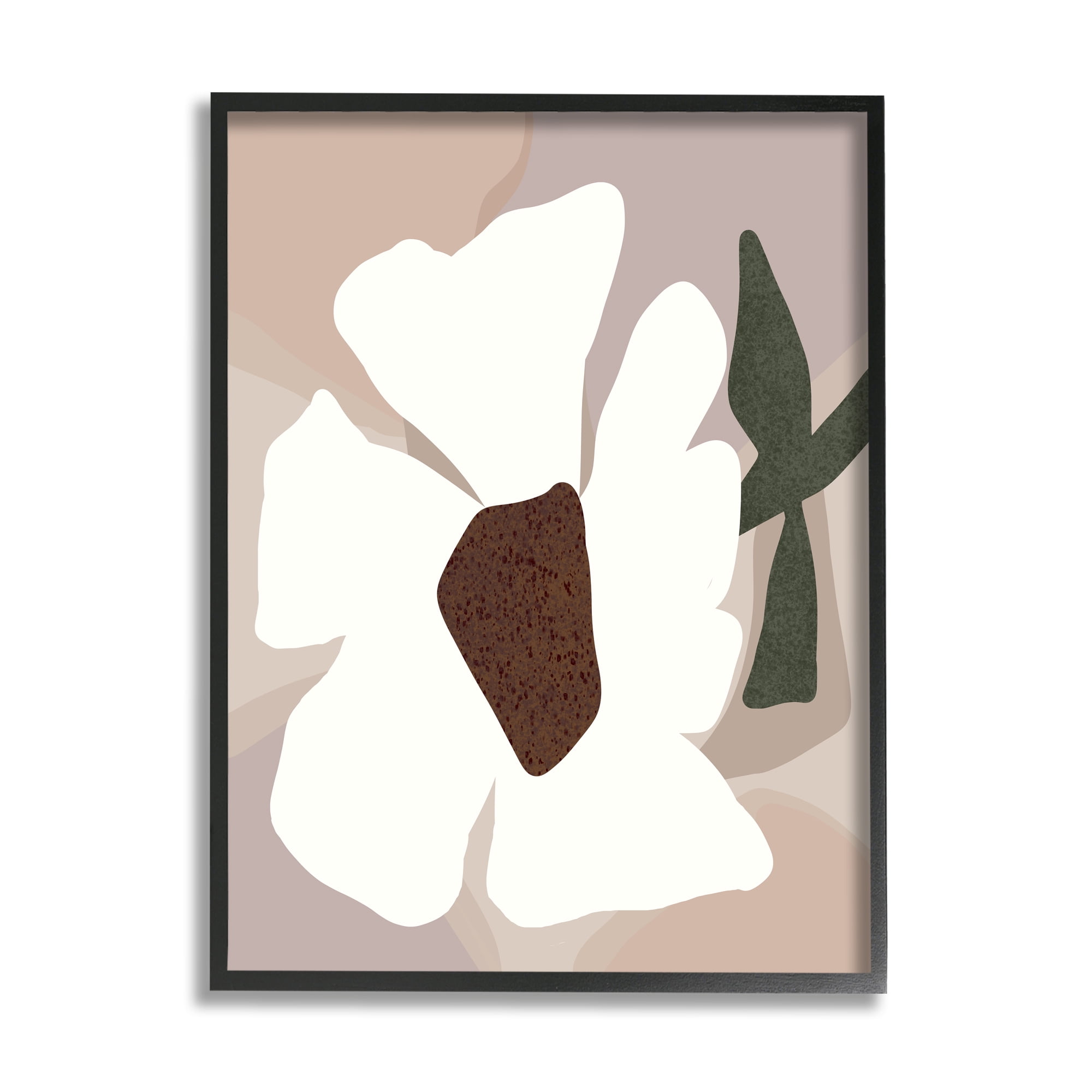 Stupell Industries Modern White Petals Botanical & Floral Painting Black Framed Art Print Wall Art, 16 x 20
