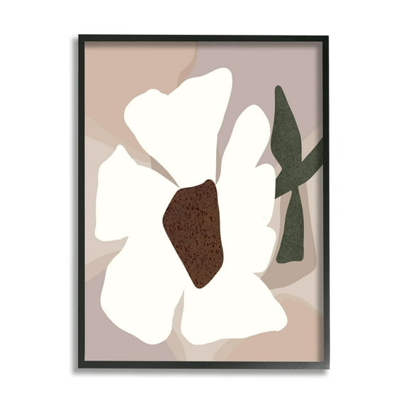 Stupell Industries Modern White Petals Botanical & Floral Painting Black Framed Art Print Wall Art, 16 x 20