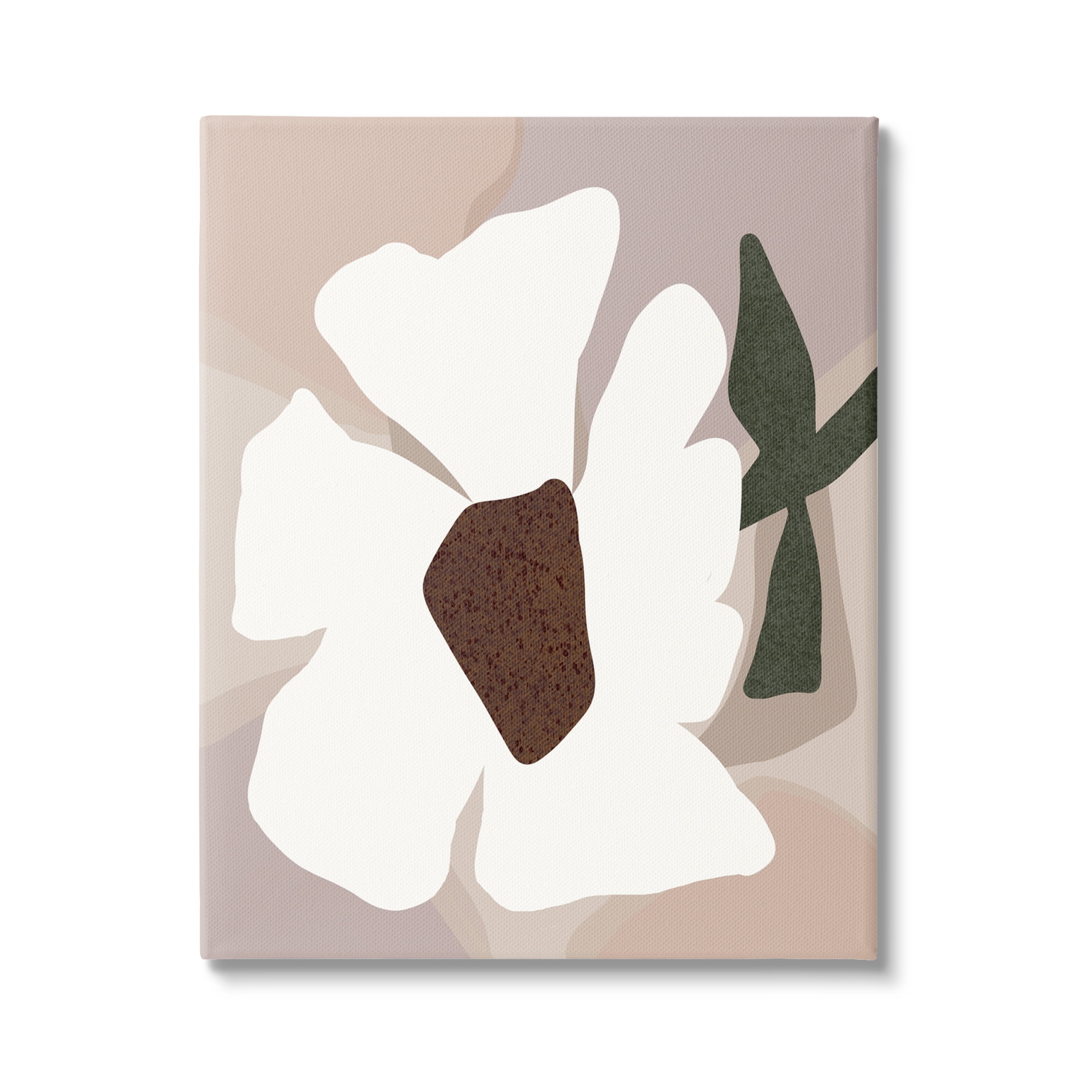 Modern White Petals Abstract Canvas Wall Art, 16 x 20