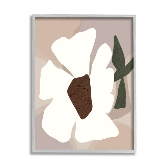 Stupell Industries Modern White Petals Botanical & Floral Painting Gray Framed Art Print Wall Art, 11 x 14
