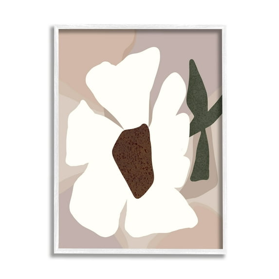 Stupell Industries Modern White Petals Botanical & Floral Painting White Framed Art Print Wall Art, 24 x 30