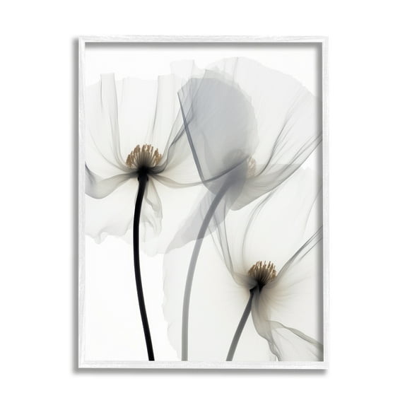 Stupell Industries Modern White Poppies Botanical & Floral Photography White Framed Art Print Wall Art, 11 x 14